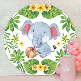 Aperturee - Little Blue Elephant Round Birthday Backdrop